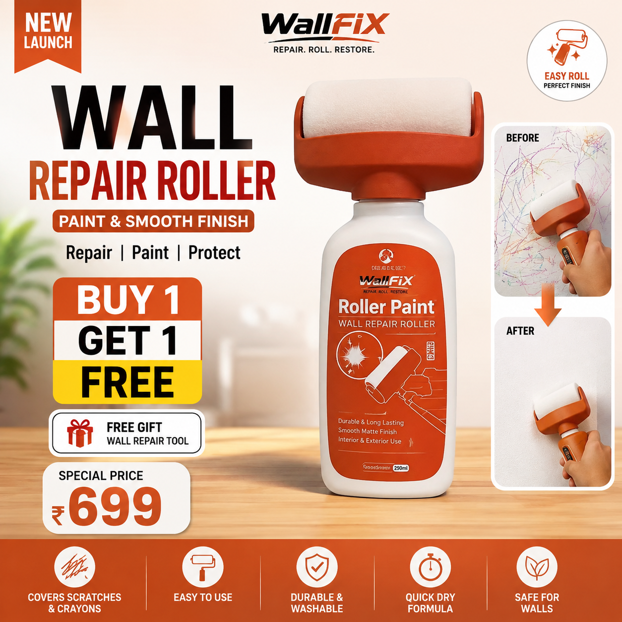 Wall Repair Roller Paint BUY 1 GET 1 FREE