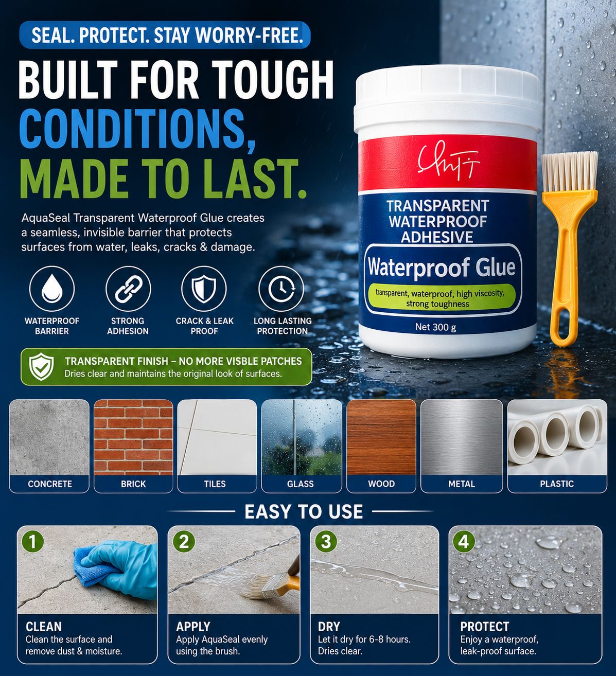 INVISIBLE WATERPROOF GLUE [BUY 1 GET 1 FREE + FREE GIFT WORTH ₹299]