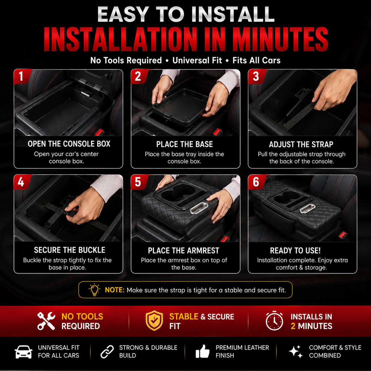 5 IN 1 CAR LEATHER ARMREST - UNIVERSAL FIT FOR ALL CARS